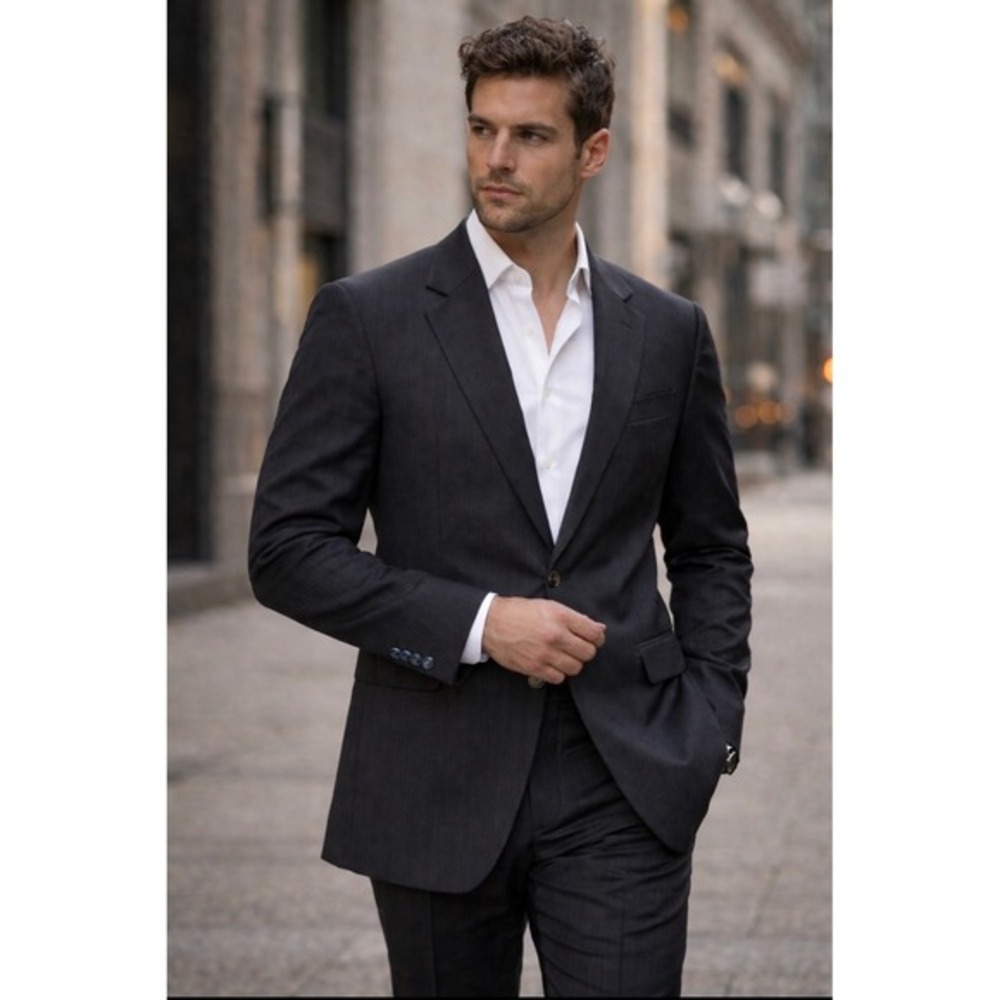 Moschino‎ Men's Charcoal pinstripe Blazer 50R/ US 40R Wool/silk Blend Sport Coat